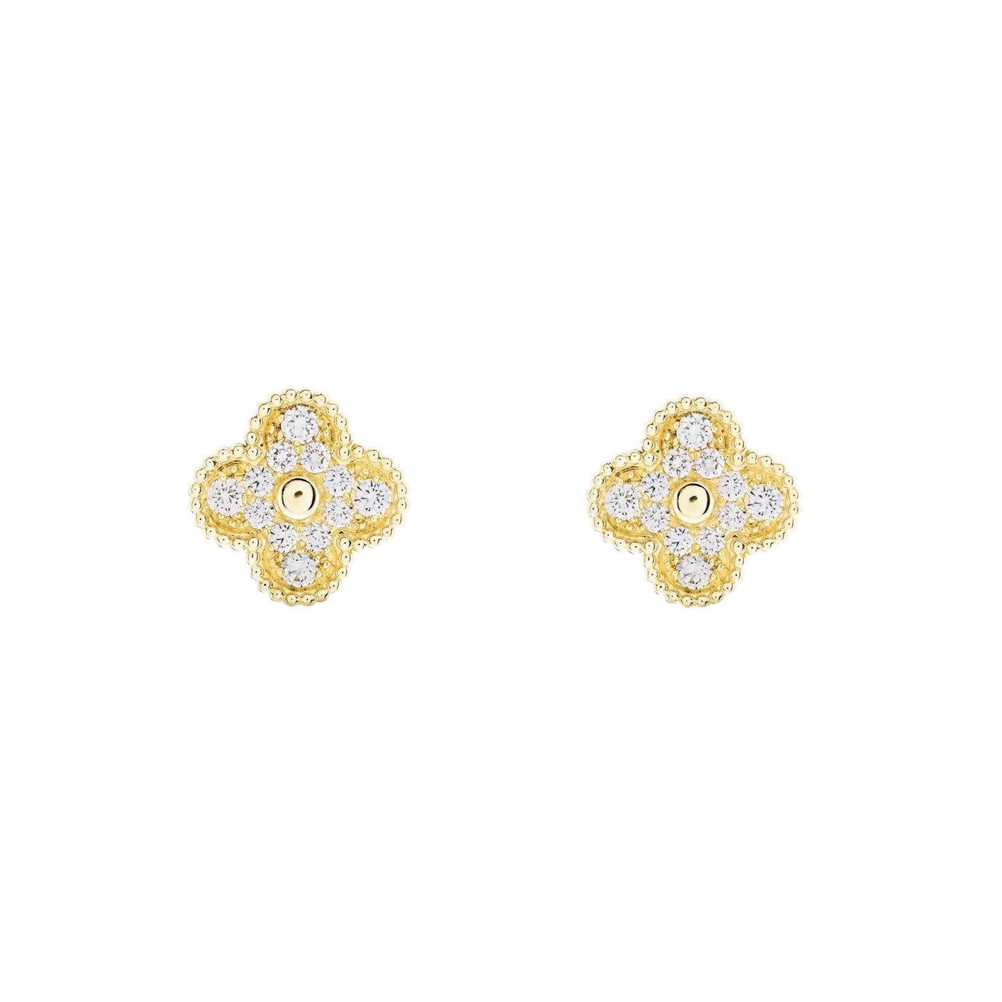 CLOVER EARRINGS - GOLD + DIAMOND
