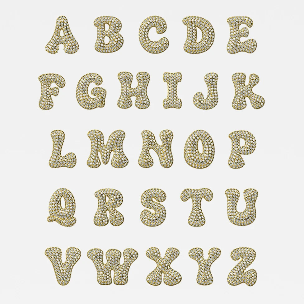 Iced Initial Letter Necklace - Gold